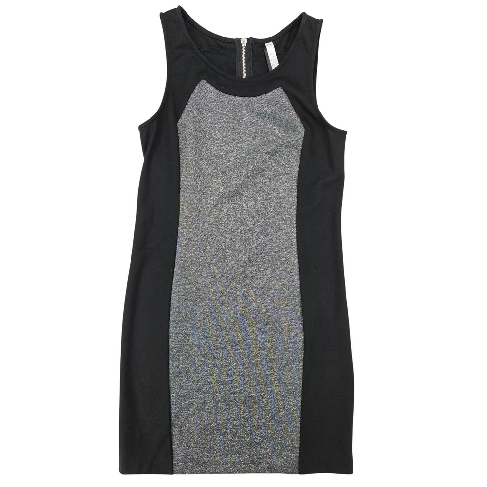 Kensie Womens SMALL Colorblock Bodycon Black Silver Metallic Edgy Modern Dress